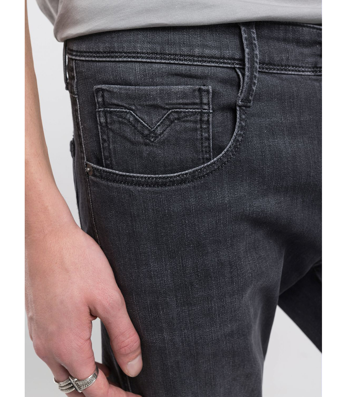 スリムフィットANBASSブラックパワーストレッチデニム 詳細画像 ダークグレー 5